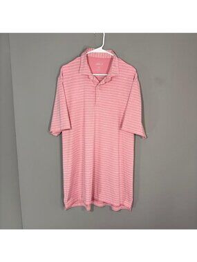 Johnnie-O Polo Shirt Mens XL Pink Stripe Golf Performance Stretch Jersey Top